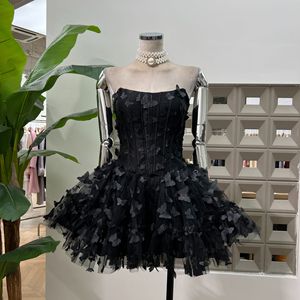 Robe mini corset sans bretelles pour <span class=keywords><strong>femme</strong></span> avec papillons 3D et laçage, Robes de soirée pour <span class=keywords><strong>femme</strong></span> Sehe Fashion - Product Image 3