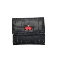Dompet Mini 5 Warna Sweet Cherry Dompet Pendek Kulit PU Motif Buaya Dompet Uang Tunai Portabel Tempat Kartu Dompet Mewah Wanita