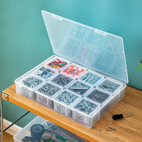 Boîte de rangement multifonctionnelle rectangulaire en plastique PP transparente avec compartiments pour pièces, boîte à outils domestique, anti-humidité