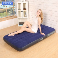 INTEX 64757 Blue Classic Flocking Indoor And Outdoor Folding Single Mattress Bed