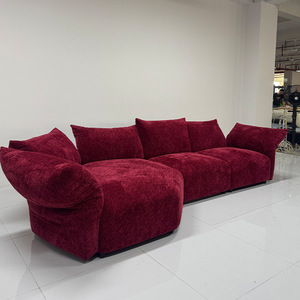 Divano STG in Stile Italiano Moderno e Minimalista, Forma a Petalo in Tessuto Chenille, per Soggiorno, Camera da Letto, Villa, Divano Irregolare in Legno Massello - Product Image 6