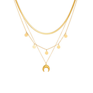 Collar de Tres Capas con Luna Creciente Invertida y Luz de Estrella DAIHE para Mujer, Cadena de Suéter de Hueso de <span class=keywords><strong>Serpiente</strong></span> de Acero Inoxidable de Estilo Bohemio - Product Image 5