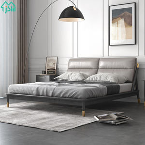 Mobili camera da letto in stile europeo struttura in legno massello letto matrimoniale letto moderno in pelle di lusso King Size - Product Image 1