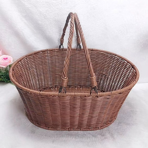 Oval Wicker Fruit <b>Basket</b> 10-20L Handheld Storage For Picnic Vegetable Shopping - Product Image 1