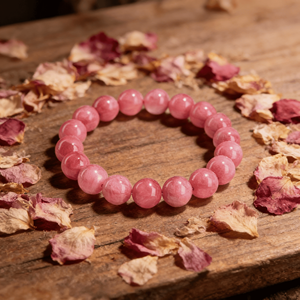 צמיד חרוזים עגולים מאבן ורדרדה טבעית מתכוונן, אופנתי, פשוט, אנרגטי, פנג שואי, אביזר קריסטל - Product Image 4