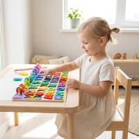 Juguete de Madera Montessori, Tablero de Actividades, Rompecabezas de Alfabeto, Números y Formas, Pesca, Anillos de Conteo, Juego Educativo de Aprendizaje para Niños