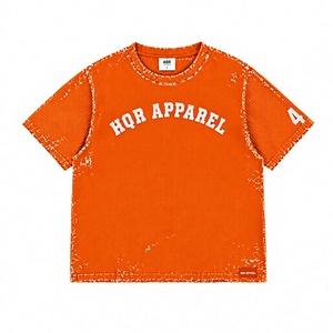 HQR Apparel <b>Orange</b> Short Sleeve O-Neck <b>T</b>-<b>Shirt</b> Men's Oversized Fit Knitted Cotton Vintage Breathable Eco-Friendly - Product Image 1