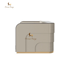 Canapé simple en cuir de luxe, structure rectangulaire, finition en placage de bois, rembourrage doux, logo personnalisé, fauteuil de réception pour hall d'hôtel