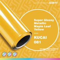 KUCAI 1.52*17m PET Liner Glossy Super Glossy Metallic Maple Leaf Yellow Painting Foil PVC Full Body Vinyl Wrap Sepeda Motor
