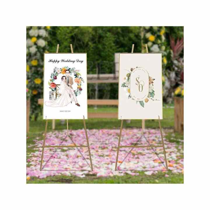 40.95inch Portable Gold Wedding Easel Stand Great for Weddings Exquisite Displays 2pcs Gold Steel Pipe Large Floor Easel