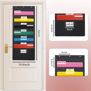 Black Hanging Wall <b>File</b> <b>Organizer</b> 6 Pockets Over Door Storage Office <b>Organizer</b> Oxford Material Hook Type - Product Image 2