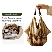 Sac fourre-tout grande capacité en jute, sac à bandoulière souple, motif ethnique vintage, sac recyclé pour voyage d'affaires