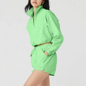 Ropa activa con logotipo personalizado para gimnasio, Jersey ligero de poliéster 100%, Chaqueta corta de gran tamaño para <span class=keywords><strong>mujer</strong></span> - Product Image 2