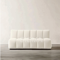 NOVA White Living Room Lounge Sofá de 2 plazas Sofá seccional Tela de lana de cordero Sofás tapizados escandinavos con patas de madera maciza