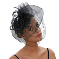 Noir Sinamay Fascinator bandeau de cheveux pour les femmes Tea Party fleur cheveux cerceau banane pince à cheveux filet à cheveux décontracté affaires pêche
