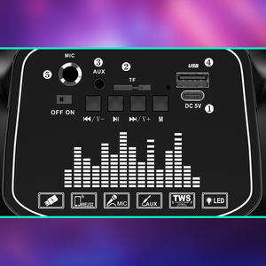 Altavoz Inalámbrico Portátil KAKUSIGA con Bluetooth 5.2, Luces de Colores, Reproductor de Audio de 4 Pulgadas*2, Karaoke, Altavoz Doble para Exteriores con Micrófono - Product Image 5