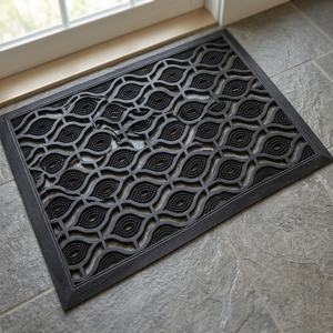 Durable Eco-Friendly Black Rubber Door <b>Mat</b> Rectangle Shape Modern Anti-Slip 40x70cm 1cm Thick - Product Image 3