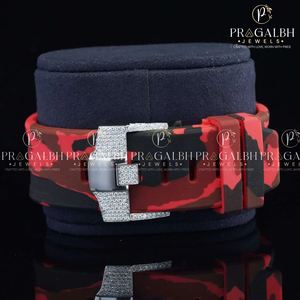 PJ นาฬิกาโครโนกราฟสุดหรูของผู้ชายนาฬิกาสไตล์ฮิปฮอปประดับเพชรเต็มรูปแบบพร้อมสายลายพรางสีแดง - Product Image 3