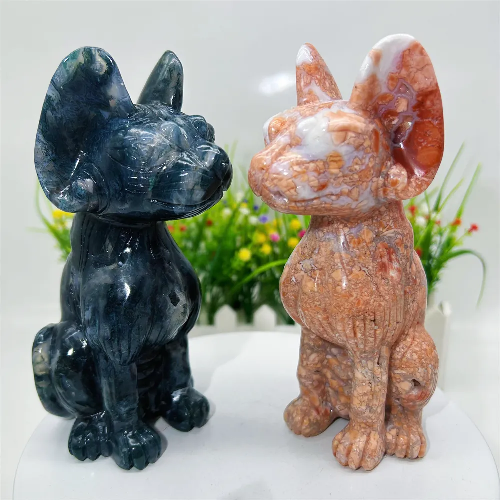 Customization New product Crystal Crafts Mix Stone hand engraving Dog sculpture For ornament for Gift