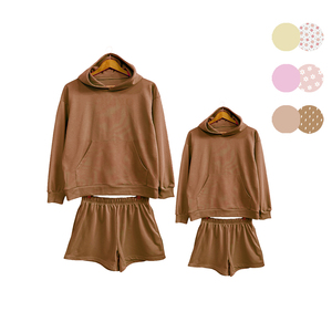 OEM Design Mommy and Me Solid <strong>Jumper</strong> Hoodie and Shorts Set for Fall - Product Image 1
