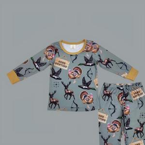 Pijamas de Seda de Manga Larga para Niños, Diseño de Pato Mallard y Pavo Gris, Venta al Por Mayor, Alta Calidad, Boutique, Gran Oferta, Nueva Llegada, Listo para Enviar - Product Image 3