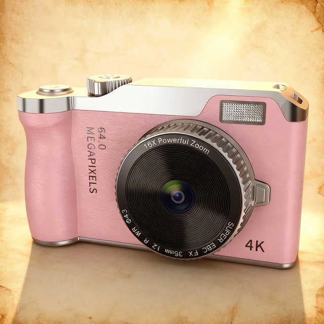 Retro DSLR Camera with LED Flash 16x Optical Zoom 2.4" Screen SD Card 4K Video for Children's Travel & Vlogging
