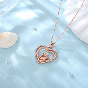 Tốt Nhất Bán 925 Sterling Silver <span class=keywords><strong>Rose</strong></span> <span class=keywords><strong>Gold</strong></span> Plated Mẹ Và Trẻ Em Thiết Kế Hình Trái Tim Mặt Dây Chuyền Vòng Cổ Cho Món Quà Ngày Của Mẹ - Product Image 3