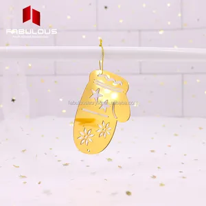 Đồ Trang Trí Acrylic Tùy Chỉnh Cắt Từ Nhà Máy Tất Giáng Sinh Tráng Gương Màu Vàng Đồ Trang Trí Treo