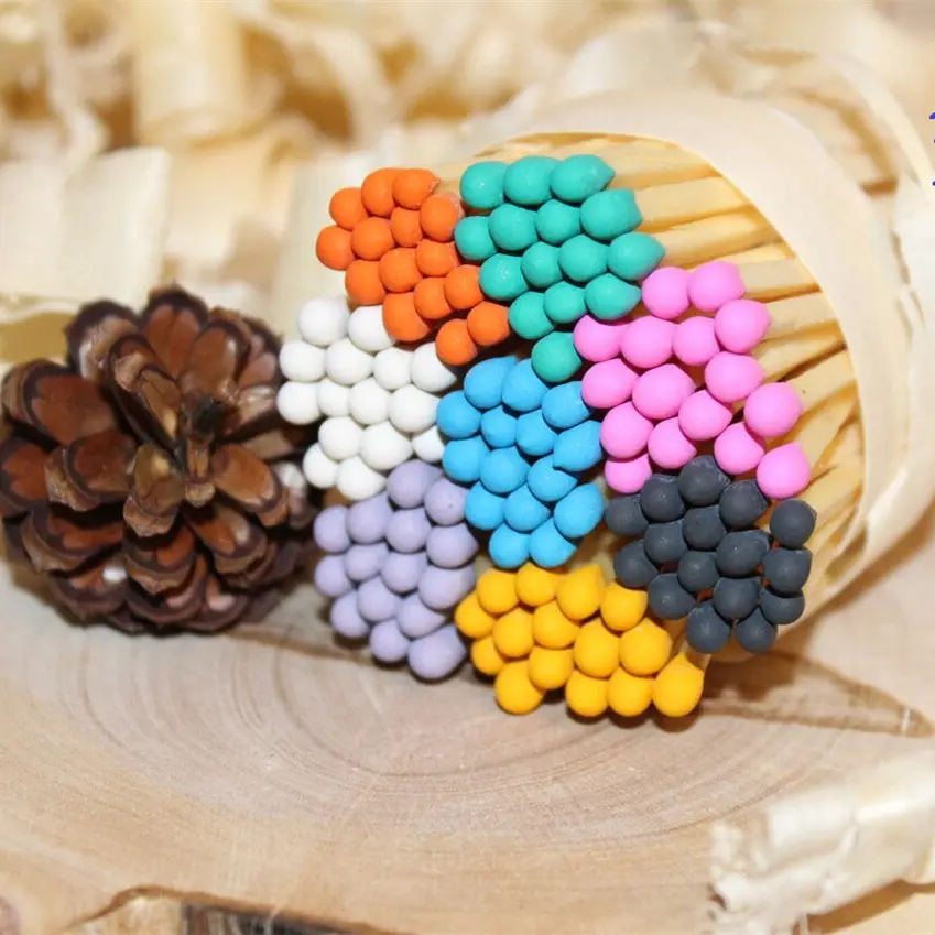colorful high quality decorative long matchsticks safety bulk holder customize household wooden color match stick