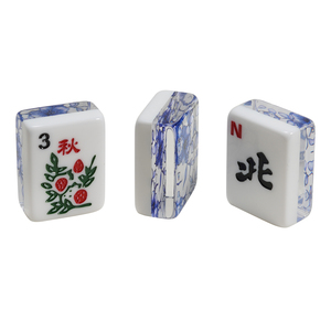 <span class=keywords><strong>Mahjong</strong></span> américain en acrylique à 2 couches, motif floral bleu personnalisé, gravé, idéal pour les soirées et le divertissement – Vente chaude - Product Image 5