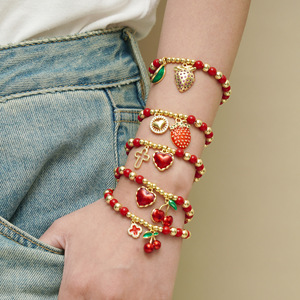 Fashion Charm <b>Bracelets</b> <b>Red</b> Gold Plated Fruit Heart Pendant Women's Jewelry Gift - Product Image 4