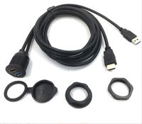 Cable de Extensión HDMI Impermeable IP65 USB3.0, Macho a Hembra, 1m, para Montaje Empotrado en Panel, para Tablero de Auto, Barco, Motocicleta, Instalación DIY