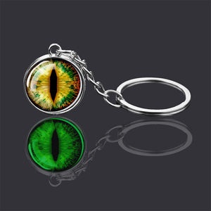 Pupilles verticales colorées boule de verre pendentif porte-clés chat serpent Dragon oeil lueur dans la nuit porte-clés en métal - Product Image 3