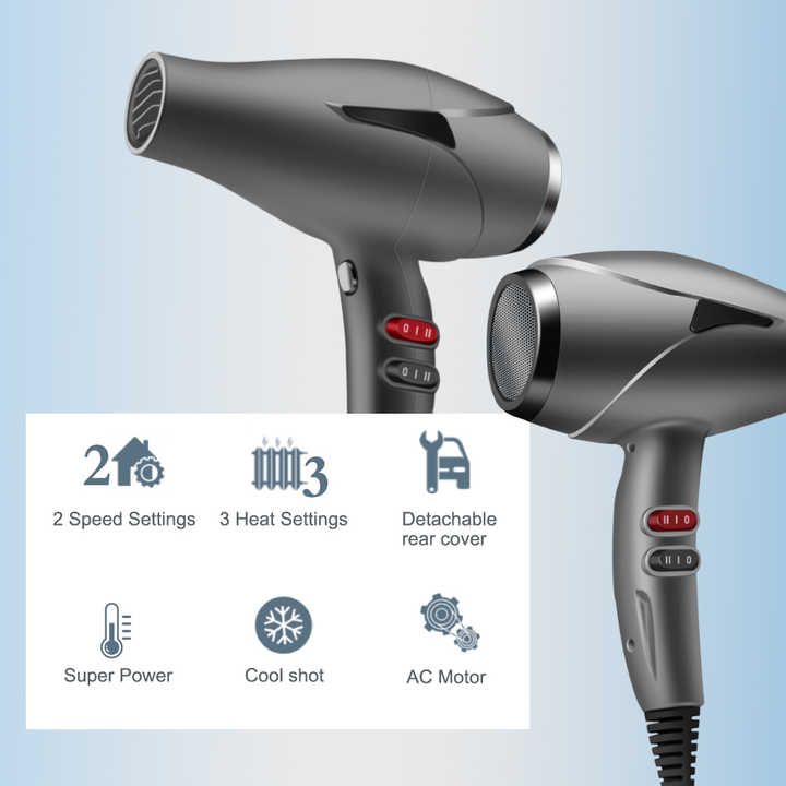 1600W Ionic Hair Dryer, Professional Negative Ion Hair Blow Dryer With Diffuser &2 Nozzles For Curly Hair, Powerful AC Motor, 3 Heating/2 Speed/Cold Settings For Women Men Kids Salon