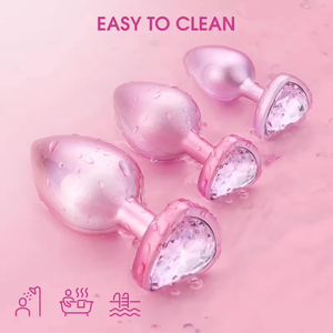 Vente en gros de plug anal en cristal rose, jouet sexuel en forme de cœur, finition argentée/dorée, 100% imperméable, durable, facile à nettoyer - Product Image 2