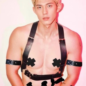 สายสะพายไหล่หนัง PU แบบกลวงสำหรับผู้ชาย สีดำ สไตล์พังก์ เข็มขัดรัดเอว เสื้อผ้าแนวบอนด์เดจ เครื่องประดับแฟชั่นสำหรับผู้ใหญ่ - Product Image 2