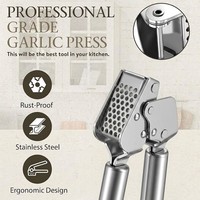 Presse-ail en acier inoxydable de qualité supérieure, manivelle ergonomique, lavable au lave-vaisselle, gadget de cuisine haut de gamme, éplucheur, brosse