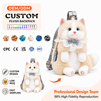 Sac à dos en peluche pour chat OEM ODM, super doux, sacs en peluche animaux en peluche, bretelles réglables, sac à dos en peluche mignon