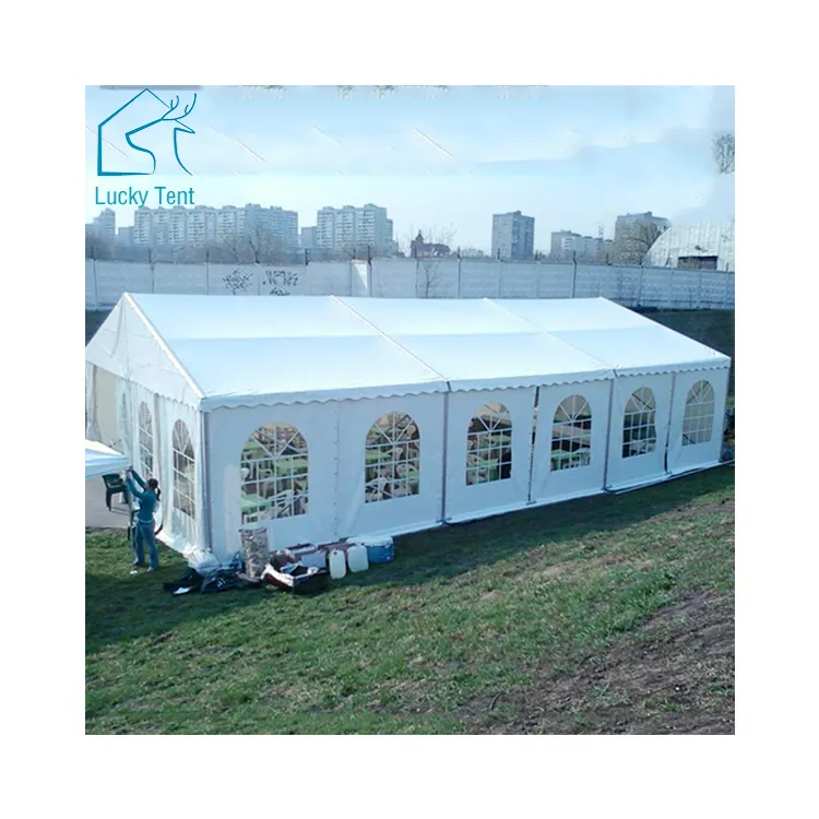 6X12M Outdoor Party Tent Met Verwijderbare Zijwanden Wit Bruiloft Tent