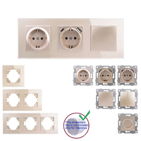 Panel de Vidrio LangYeao, Combinación Libre DIY, Enchufe EU/UK, Red de TV, Enchufe Tipo C USB, Interruptor de Botón de Reinicio de 1, 2 o 3 Vías