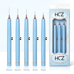 Nouveau design breveté – Pinceau de nail art professionnel à manche rétractable en acrylique bleu et poils synthétiques pour la peinture sur gel et le design de vernis. - Product Image 1