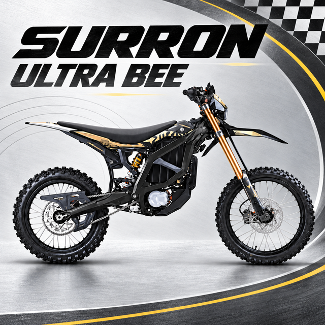 2026 SurRon Ultra Bee 74V 24.5KW 60AH Off Road Electric Motorcycle, High Performance Racing Black Carbon Version