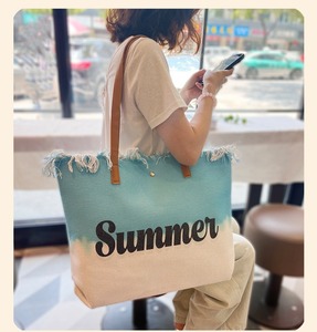 Borsa da Spiaggia Personalizzabile con Logo, Grande Capacità, Impermeabile, Decorazione con Nappine, Borsa <span class=keywords><strong>a</strong></span> Tracolla in Tela per Spiaggia e <span class=keywords><strong>Shopping</strong></span> - Product Image 6
