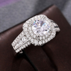 Anello con zirconi scintillanti a doppio strato per donna, elegante gioiello da dito alla moda - Product Image 4
