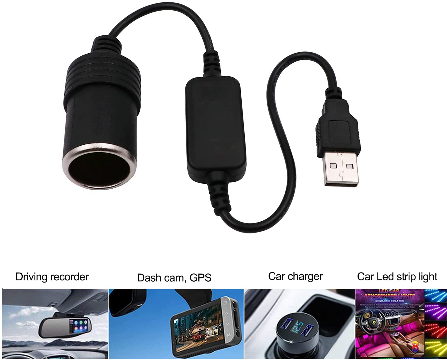 usb a male to 12v car cigarette lighter socket Unique Bargains 1pc Adapter / Interior Type C Cigarette Lighter Converter Cable for RV / Durable ABS Plastic 0.54m PRODUCT INFORMATION FARSENSE 5V to 12V Step