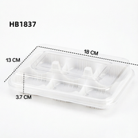 Boîte d'emballage alimentaire rectangulaire transparente en PET à 6 compartiments, plateau en plastique blanc jetable pour pâtisseries, gâteaux de lune et mochis