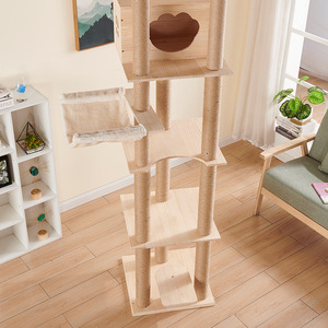 Floor to Ceiling <b>Cat</b> Tower Height Adjustable Very Sleek, Tall Kitty Climbing Activity Center with <b>Scratching</b> <b>Post</b>, Cozy Bed - Product Image 4