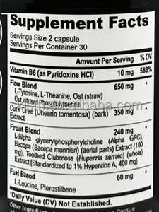 อาหารเสริมสมองอัลฟา GPC แคปซูล nootropics L-theanine <span class=keywords><strong>Bacopa</strong></span> สำหรับผู้ใหญ่ปรับปรุงสมาธิโฟกัสหน่วยความจำ - Product Image 2