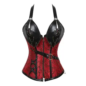 Corset en cuir punk en acier inoxydable, ceinture pour modeler le cou, vêtement de style gothique, grande taille