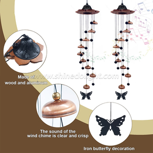 กระดิ่งลมลายผีเสื้อพร้อมกระดิ่ง 9 ตัว กระดิ่งลมลายดอกไม้พร้อมผีเสื้อสำหรับตกแต่งสวน - Product Image 3